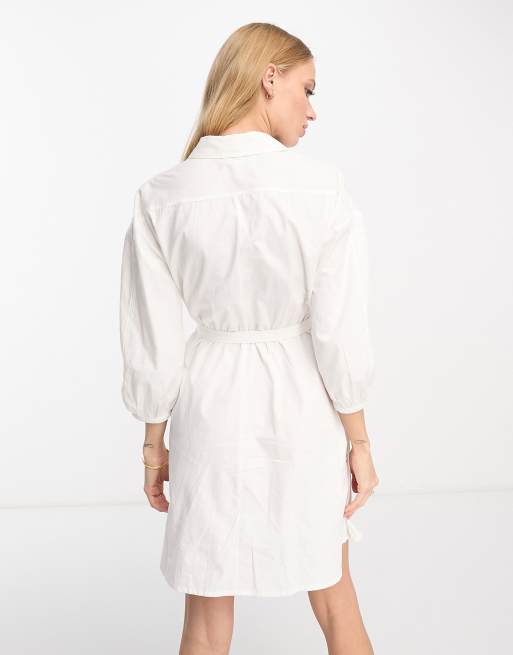 SHIRT DRESS WITH BELT - Oyster-white