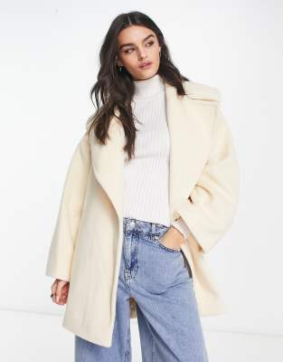 River Island belted short coat in cream