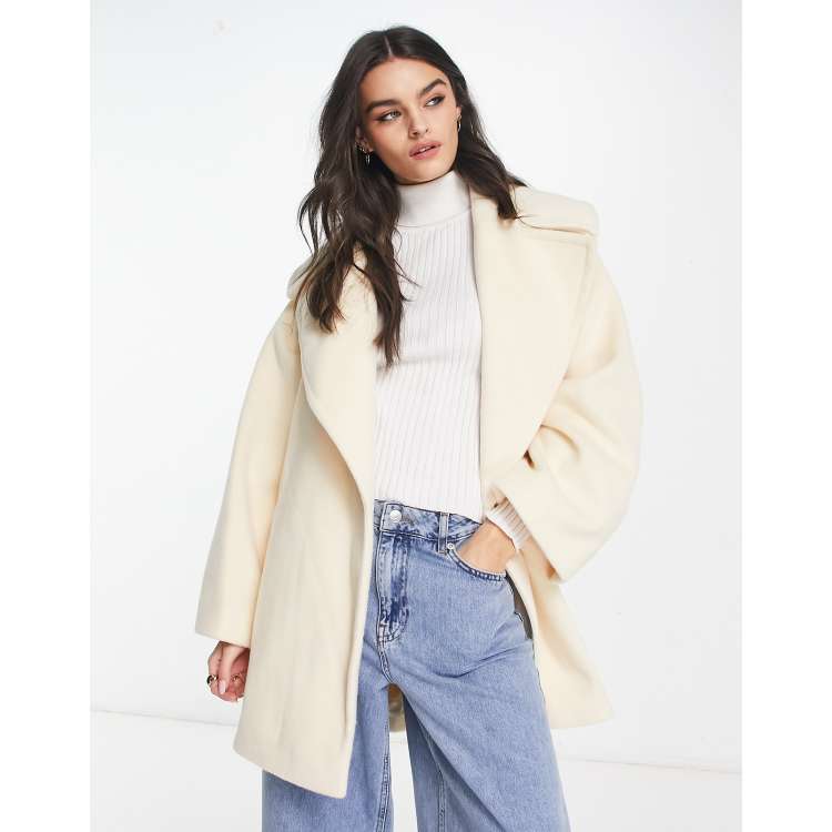 River Island belted short coat in cream