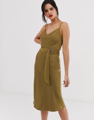 dark green slip dress