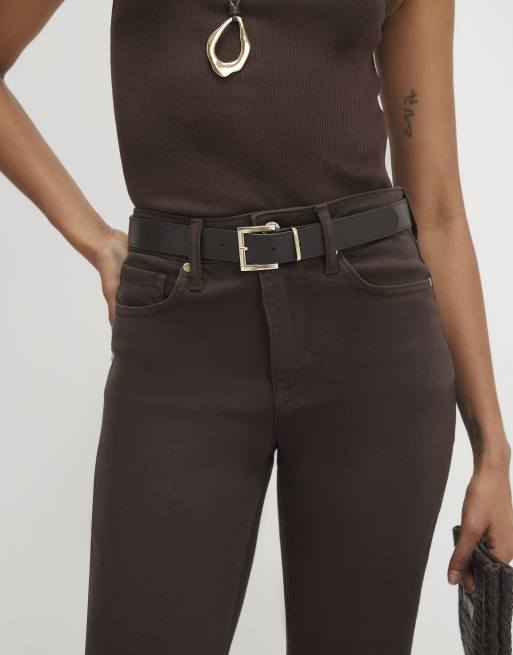 River Island Belted stretch straight leg jeans in brown - dark, 2 of 4