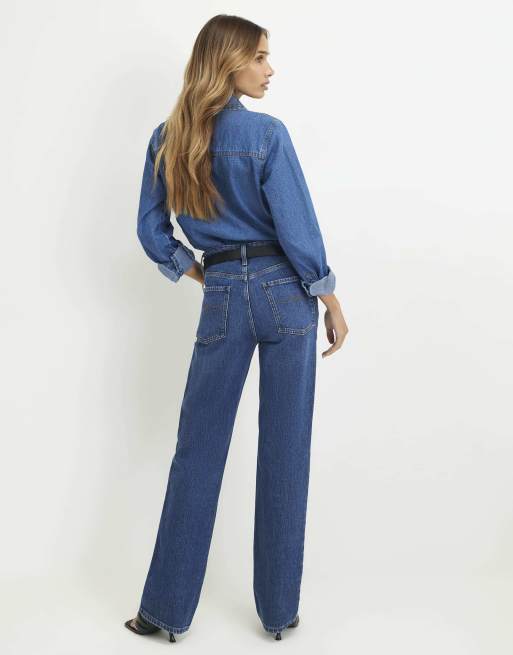 River Island Belted stretch straight leg jeans in denim - medium, 2 of 4