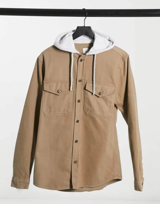 River Island – Beżowa koszula wierzchnia z kapturem