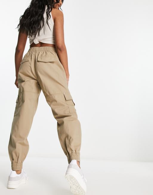 River Island – Beżowe spodnie bojówki ze ściągaczami i zamkiem, 3 z 4