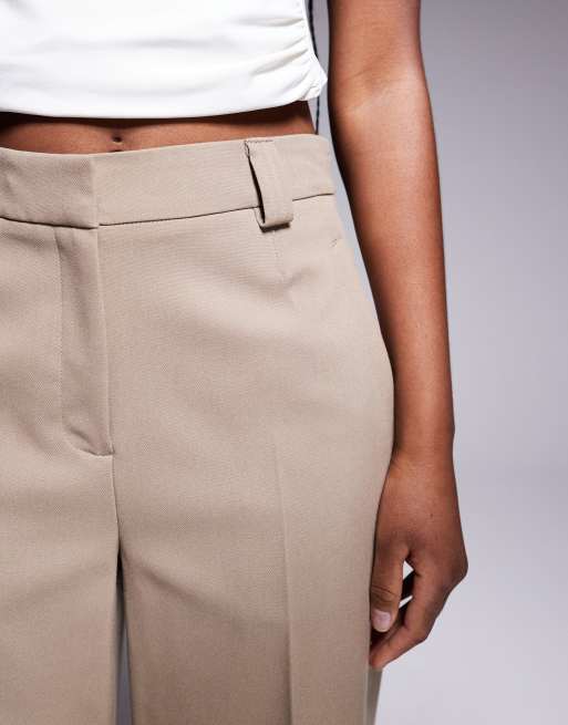 River Island – Beżowe spodnie z szerokimi nogawkami i zakładkami, 5 z 5
