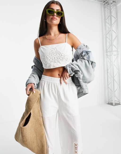 River Island – Biała braletka z haftowaną koronką – część zestawu