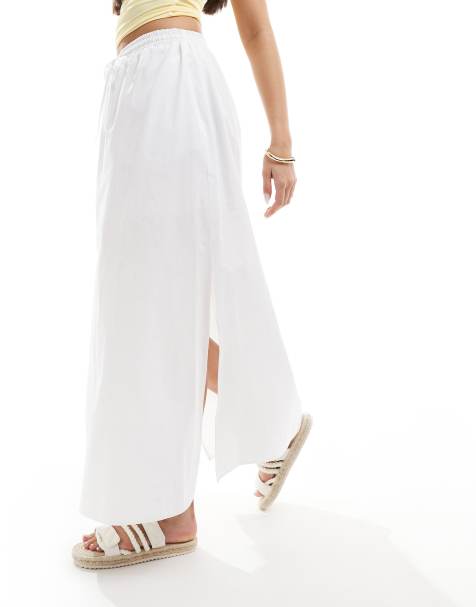 River Island – Biała popelinowa spódnica maxi - view 1