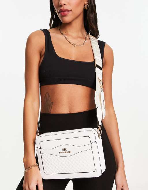 River Island – Biała pudełkowa torebka crossbody z wytłaczanym wzorem