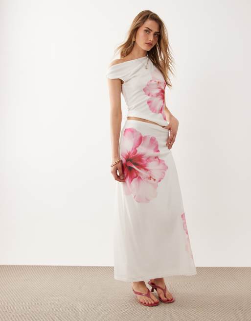 River Island – Biały siateczkowy zestaw w kwiatowy wzór, 2 z 3