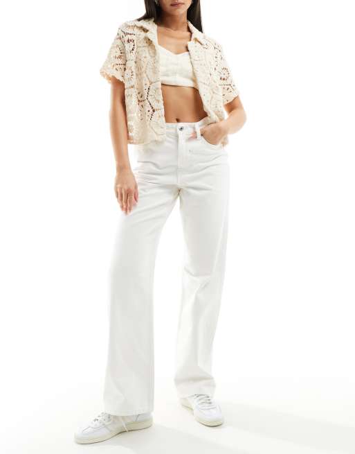 River Island – Białe jeansy o prostym kroju