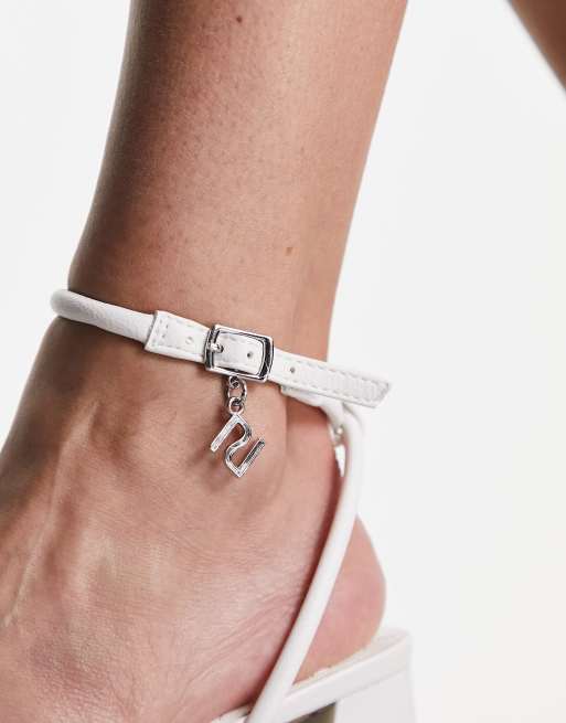 River Island – Białe sandały na obcasie z paseczkami, 3 z 4