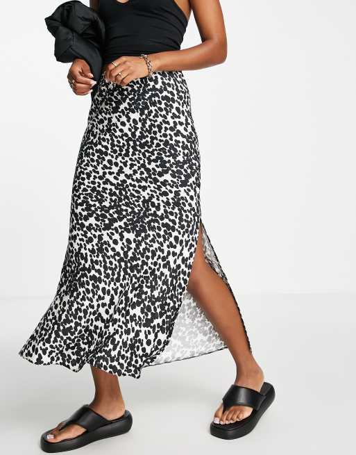 Leopard print bias cut midi outlet skirt