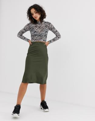 khaki slip skirt