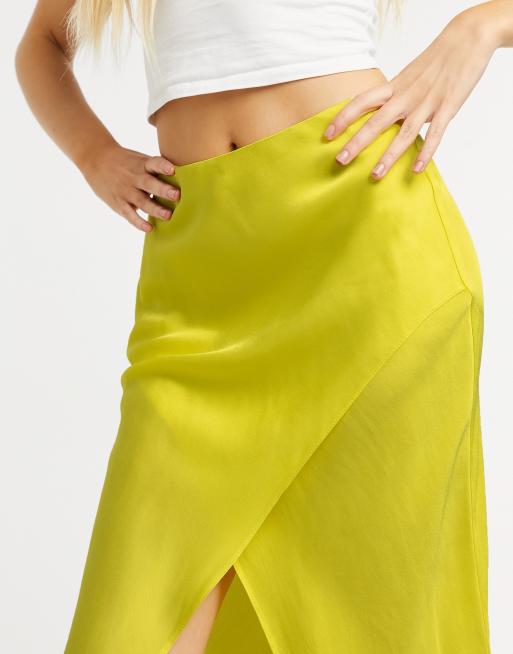 River Island – Bias – Gelber Satin-Midirock, 3 von 4