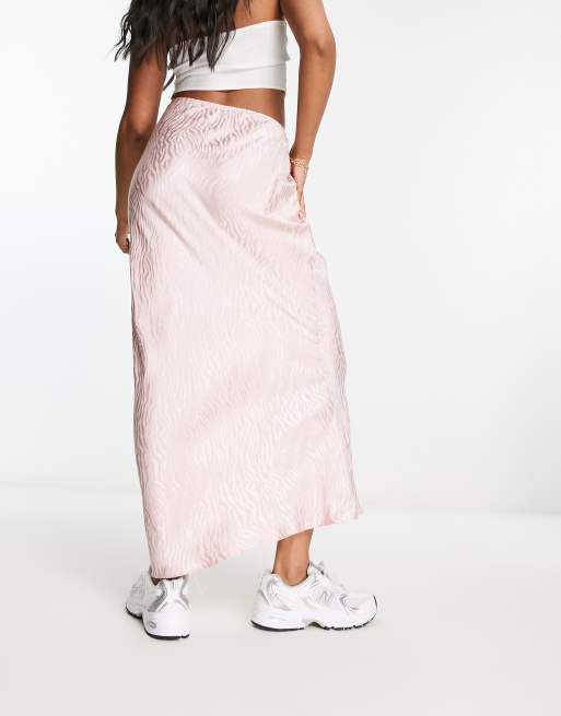 Floral jacquard satin bias midi clearance skirt