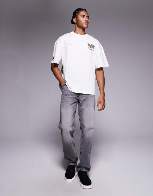 River Island – Biały T-shirt oversize z nadrukiem ze smokiem, 2 z 5