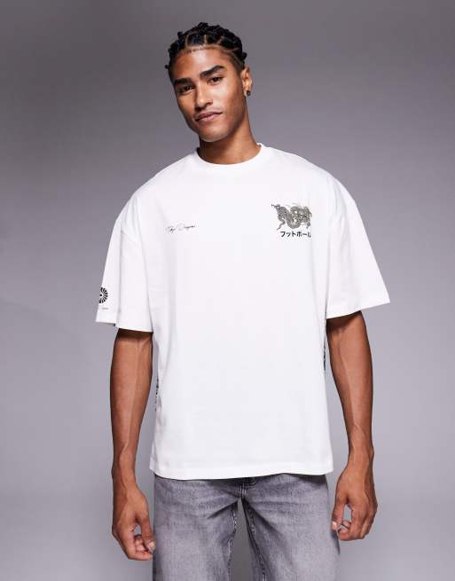 River Island – Biały T-shirt oversize z nadrukiem ze smokiem, 3 z 5