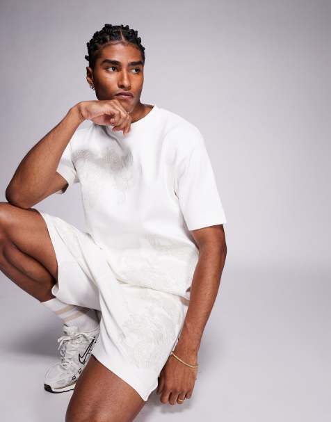 River Island embroidered dragon t-shirt co-ord in ecru