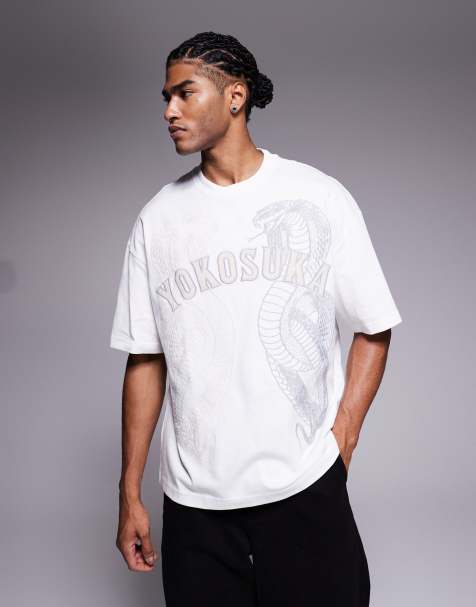 River Island – Biały T-shirt z nadrukiem kobry i napisem „Yokosuka“ - view 1