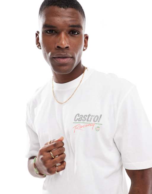 River Island – Biały T-shirt z napisem „Castrol Racing", 3 z 4