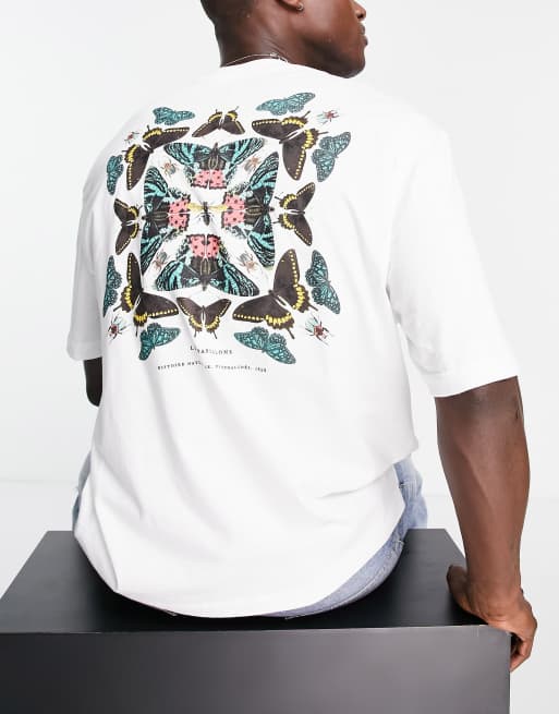 River Island – Biały T-shirt z nadrukiem na piersi