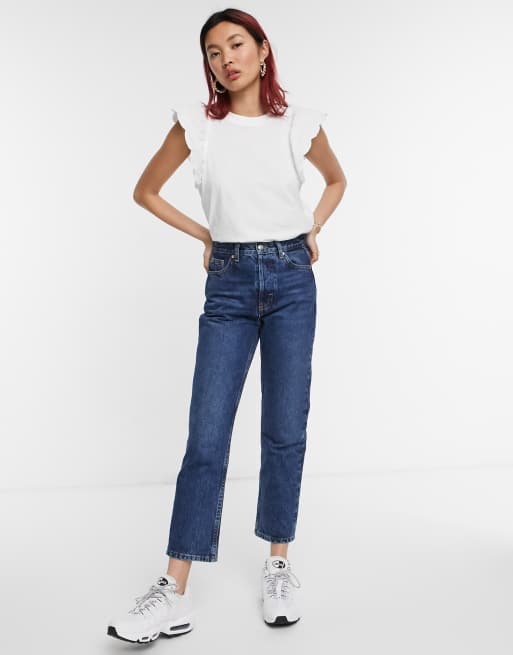 River Island – Biały top z karbowanymi rękawkami, 4 z 4