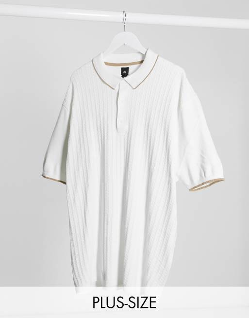 River Island Big and Tall – Schmales Polohemd in Ecru
