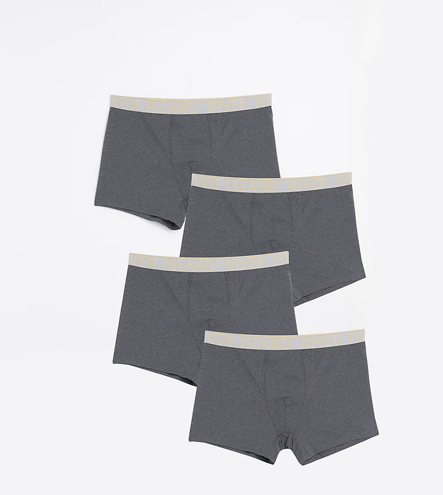 River Island big & tall 4 pack trunks in grey