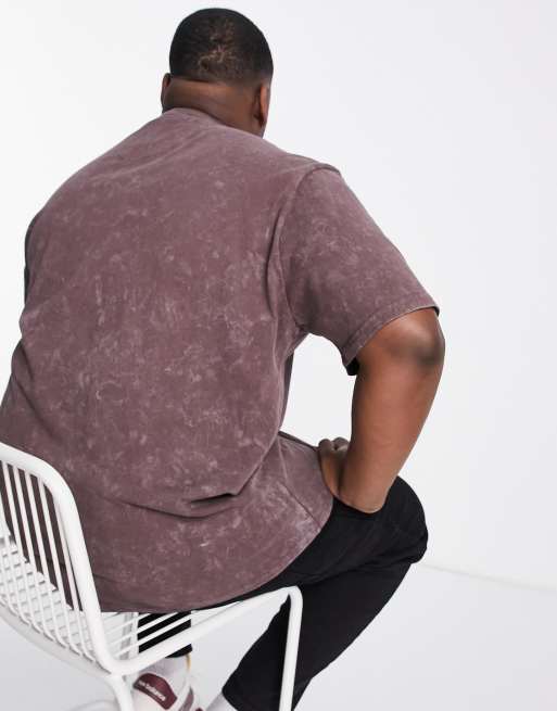 River Island Big & Tall acid wash t-shirt in brown, 2 of 4