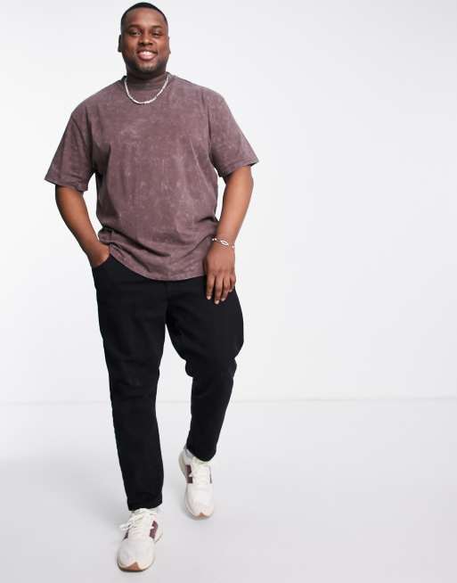 River Island Big & Tall acid wash t-shirt in brown, 3 of 4