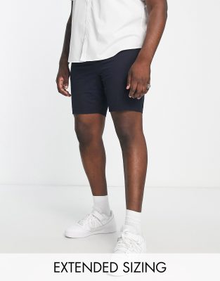 River Island Plus River Island Big & Tall Belted Chino Shorts In Navy