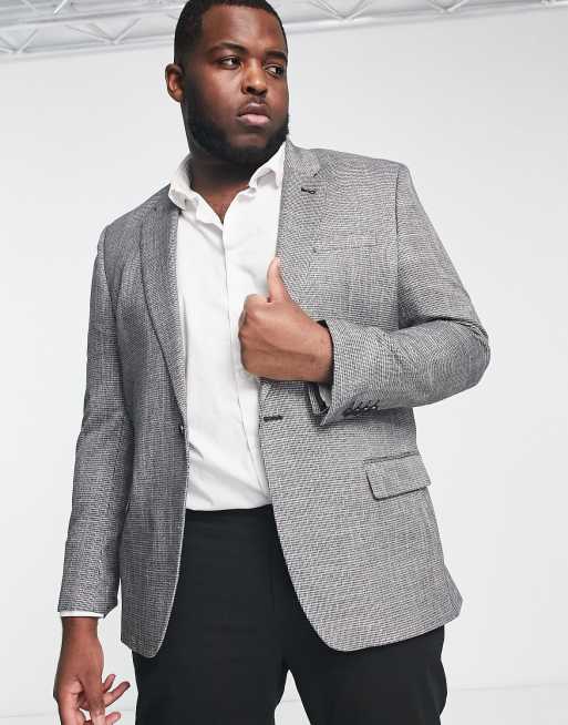 River Island Big & Tall - Blazer à motif pied-de-poule - Gris
