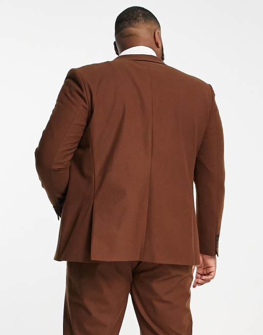 River Island Big & Tall – Brązowa flanelowa marynarka garniturowa, 2 z 4