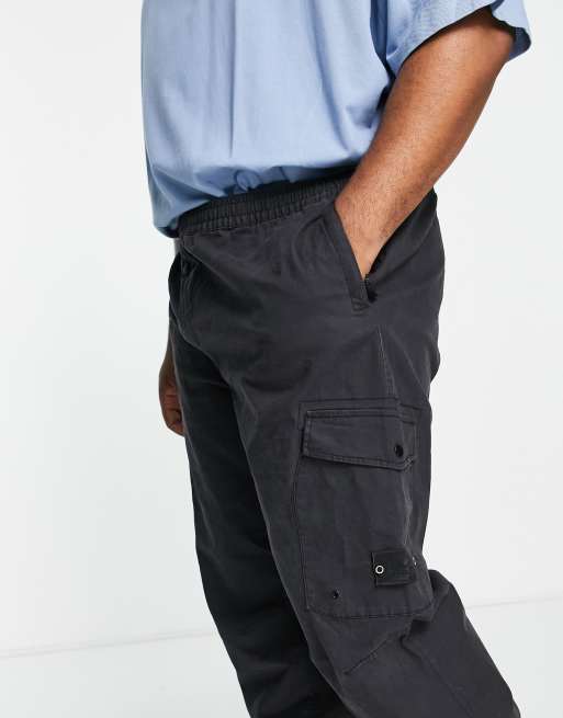 River Island Big & Tall cargo pants in washed black