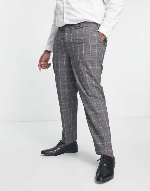 River Island Big Tall checked suit pants in gray