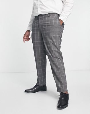 River Island Big & Tall checked suit trousers in grey