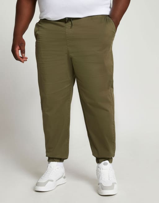 River Island Big & Tall - Chino con fondo elasticizzato kaki