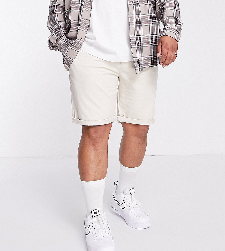 River Island Big & Tall chino shorts in stone-Neutral
