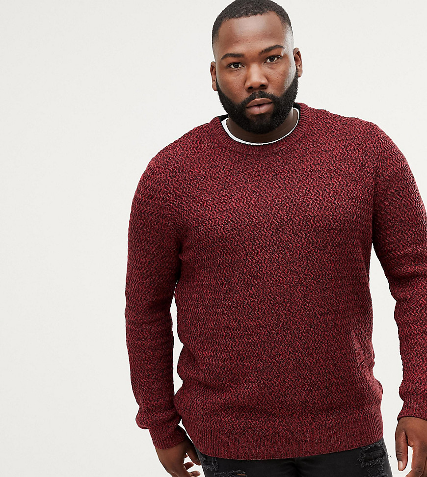 River Island Big & Tall crew neck jumper in red