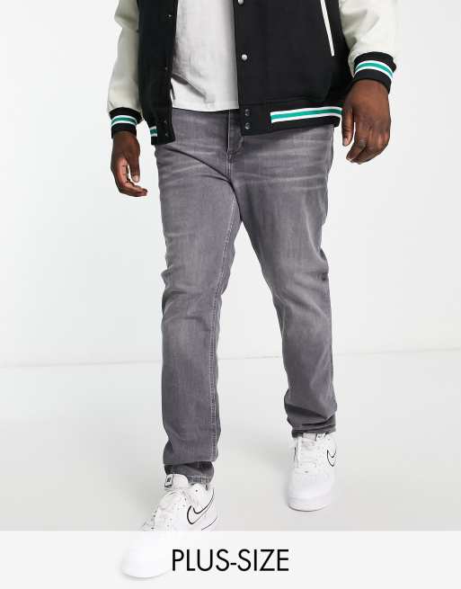 River Island Big & Tall – Dopasowane szare jeansy