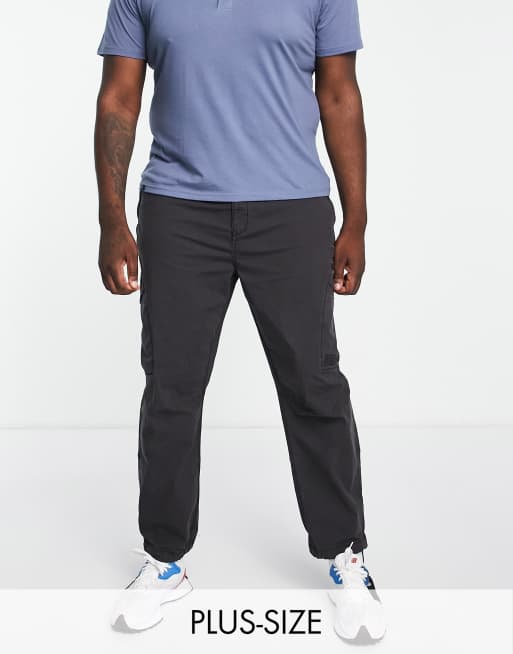 River Island Big & Tall - Forvaskede sorte cargobukser