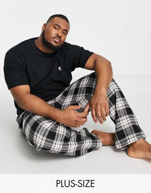 River Island - Big & Tall - Geruite loungekledingset in grijs