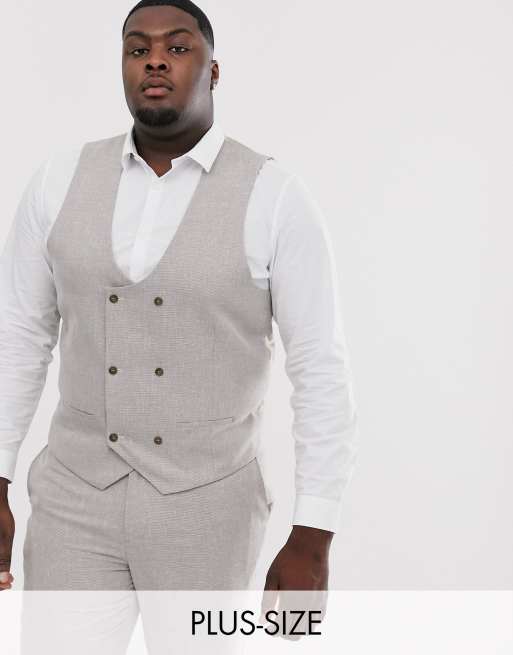 River Island - Big & Tall - Abito neutro in lino, 4 di 4