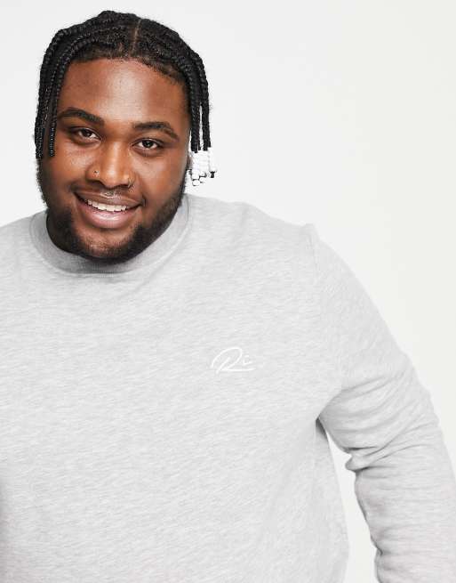 River Island Big & Tall – Grå sweatshirt med smal passform