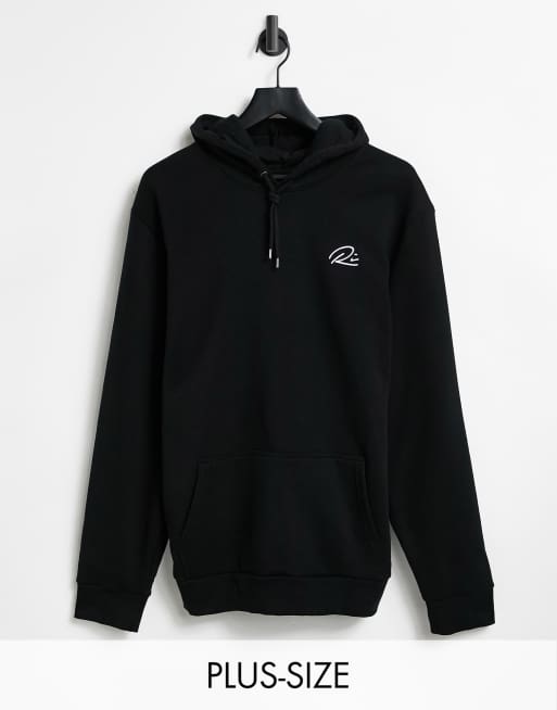 River Island Big & Tall - Hoodie met geschreven logo in zwart