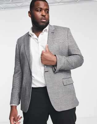 River Island Big & Tall houndstooth blazer in gray - ASOS Price Checker