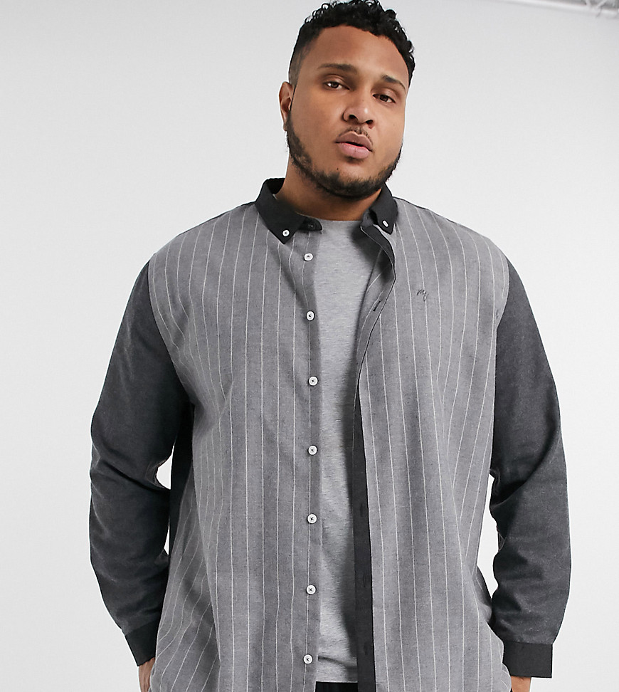 River Island Big & Tall long sleeve pinstripe shirt in gray
