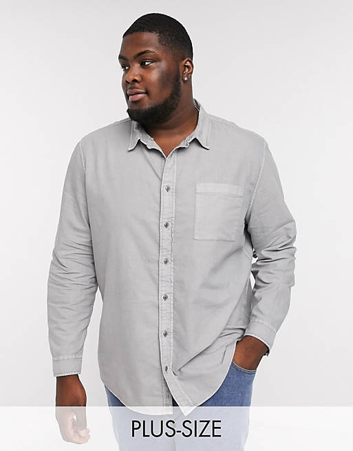 River Island Big & Tall long sleeve shirt in light gray