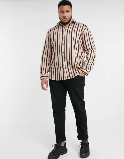 big and tall black and white striped shirt