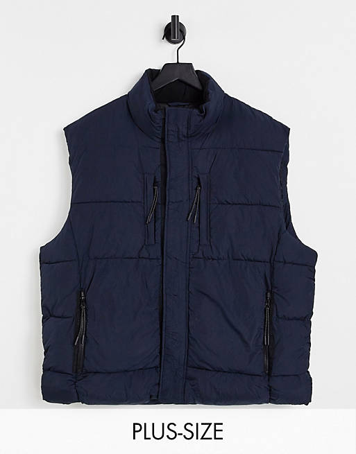 River Island Big & Tall padded gilet in navy